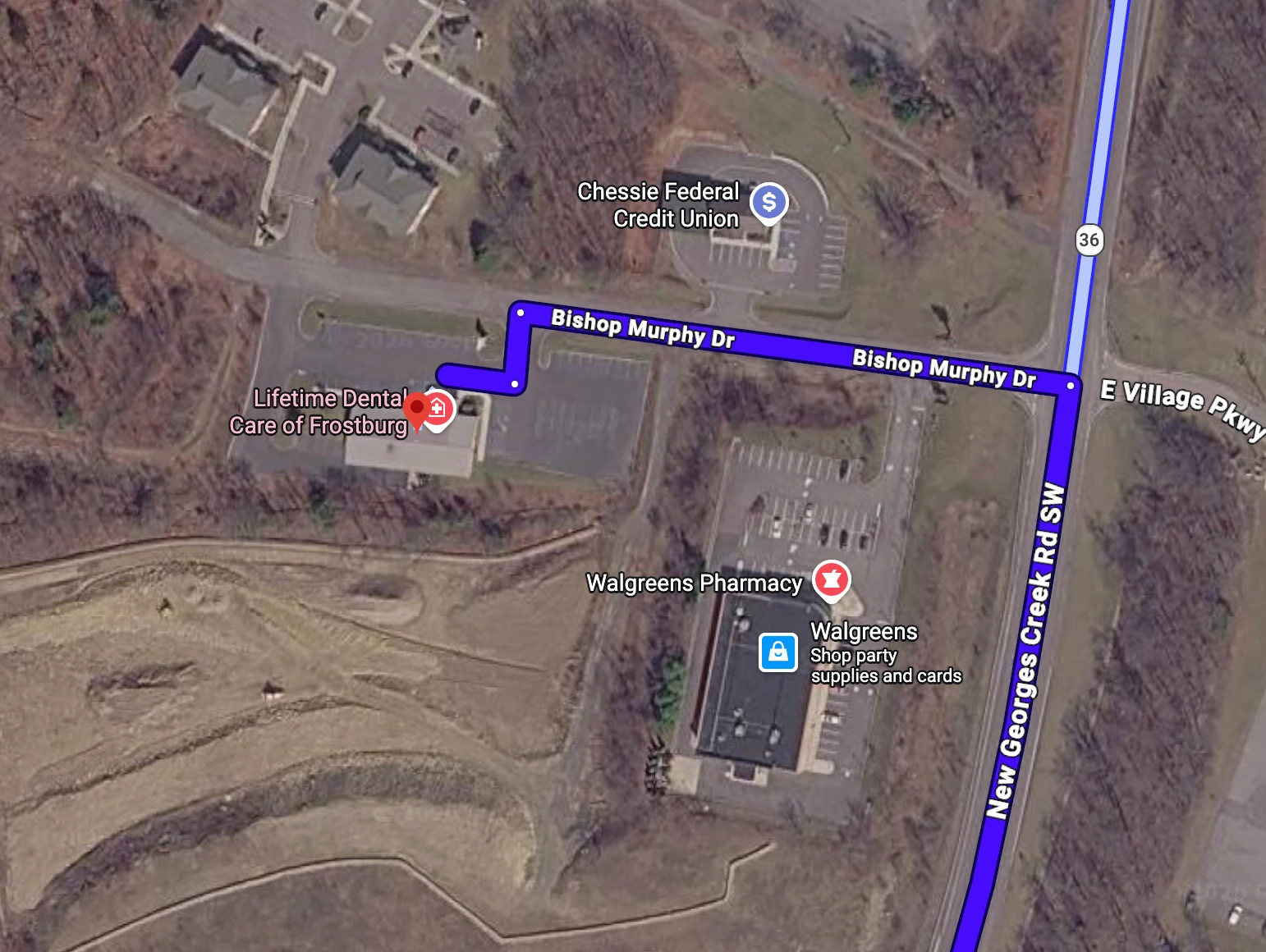 Satellite map view of 151 Bishop Murphy Drive in Frostburg, Maryland